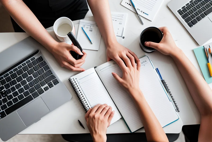 Mains d'un employé de bureau manipulant les touches d'un clavier d'ordinateur
