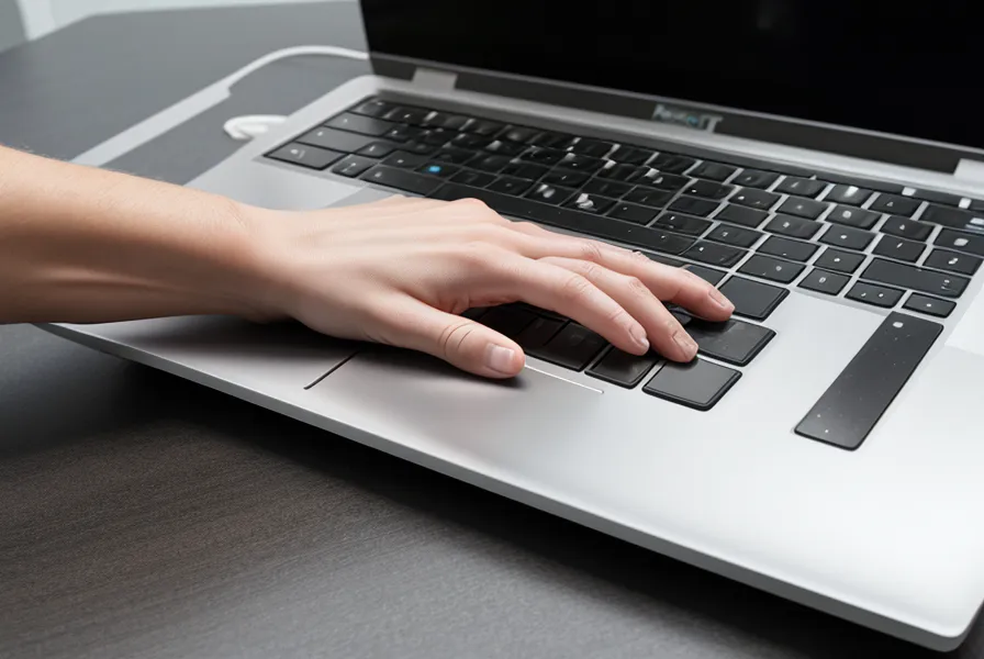 Mains tapant sur un clavier à côté d'un document imprimé portant le filigrane BROUILLON.