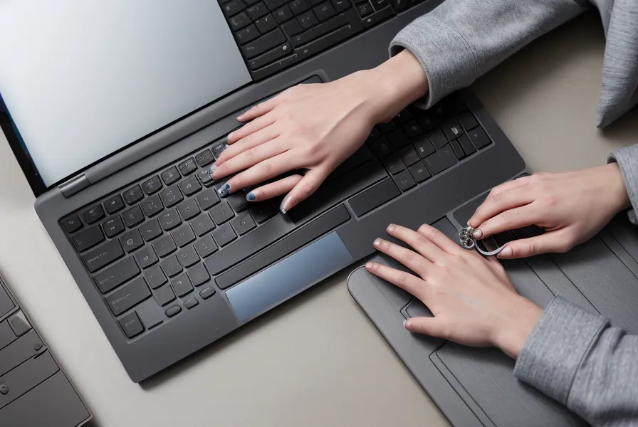 Main d'un employé de bureau appuyant sur une touche du clavier de son ordinateur